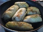 Fry cabbage rolls until nicely browned.